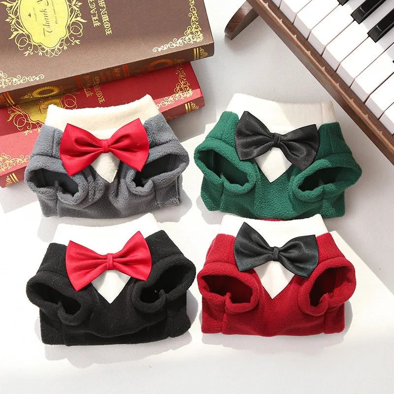 Elegant Pet Tuxedo for Small Dogs Cats Wedding Party Suit with Bow Tie Formal Outfit Christmas Costume