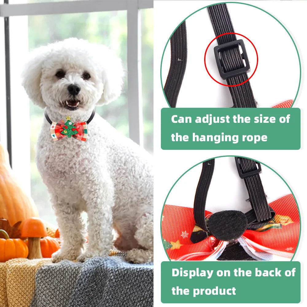 New Christmas Pet Bow Tie Cartoon Bell Bow Cat Dog Collar Santa Claus Elk Pet Collar