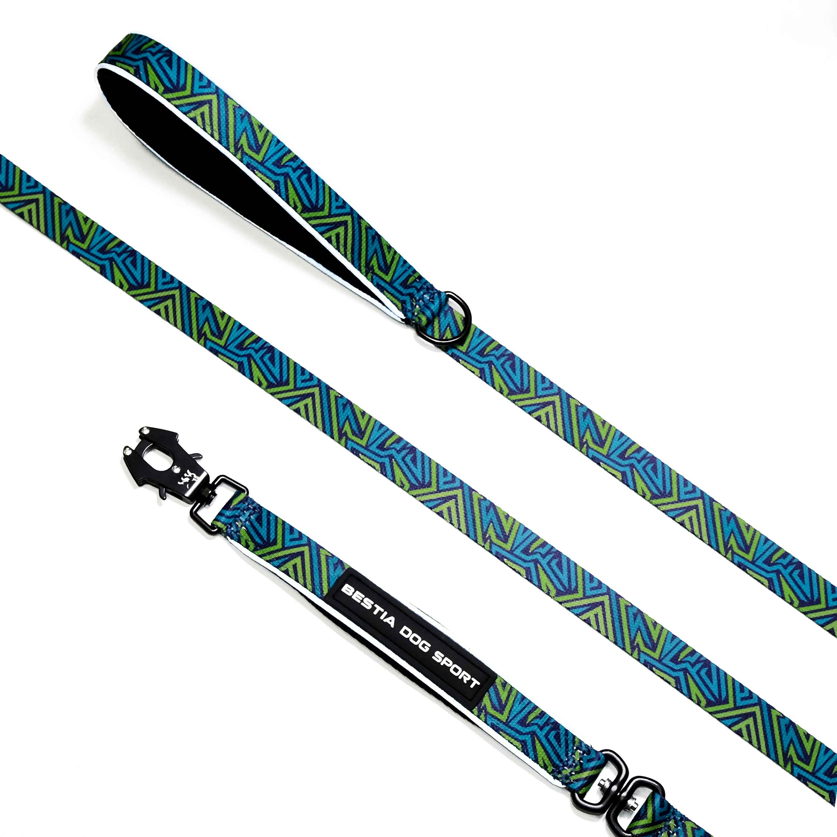BESTIA DOG SPORT GripPro Leash Blue&Green Print-0