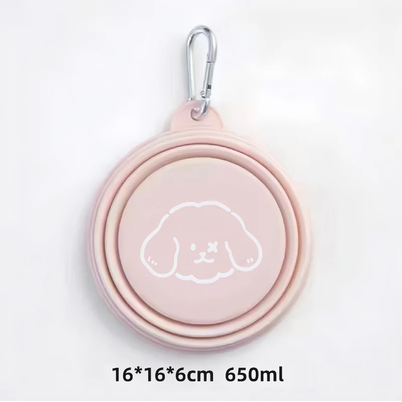 Dog Pet Folding Silicone Bowl 350ml/650ml Outdoor Travel Foldable Portable Cat Food Water Container Feeding Tray Bowls