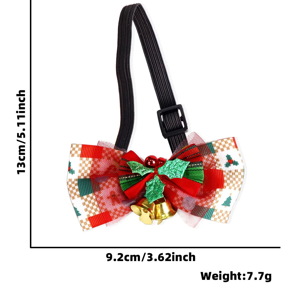 New Christmas Pet Bow Tie Cartoon Bell Bow Cat Dog Collar Santa Claus Elk Pet Collar