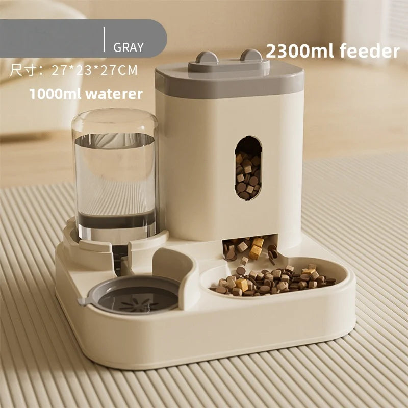 Automatic Cat Dog Feeder with Integrated Food & Water Bowl