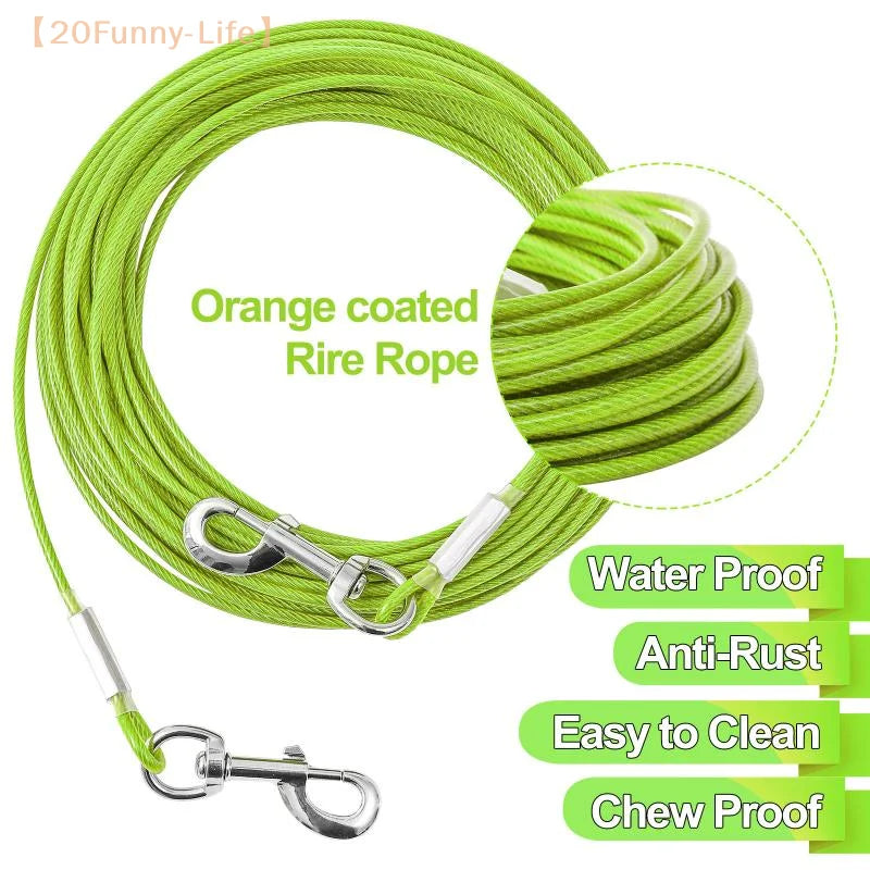 Heavy-Duty Double Dog Leash, Iron Wire Durable Chew-Proof Design, Outdoor Tie-Out Cable For Large Dogs (Anti-Escape)