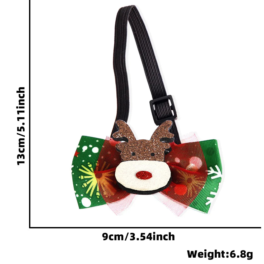 New Christmas Pet Bow Tie Cartoon Bell Bow Cat Dog Collar Santa Claus Elk Pet Collar