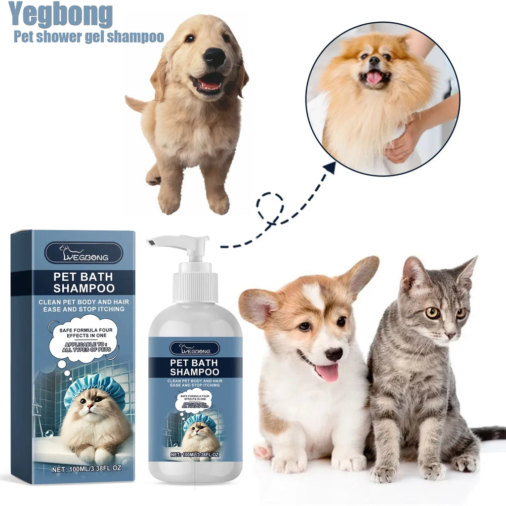 Pet Shower Gel for Cats And Dogs - Fragrant Bathing Hair Care Anti-Mite Deodorizing Body Wash Moisturizing Shampoo