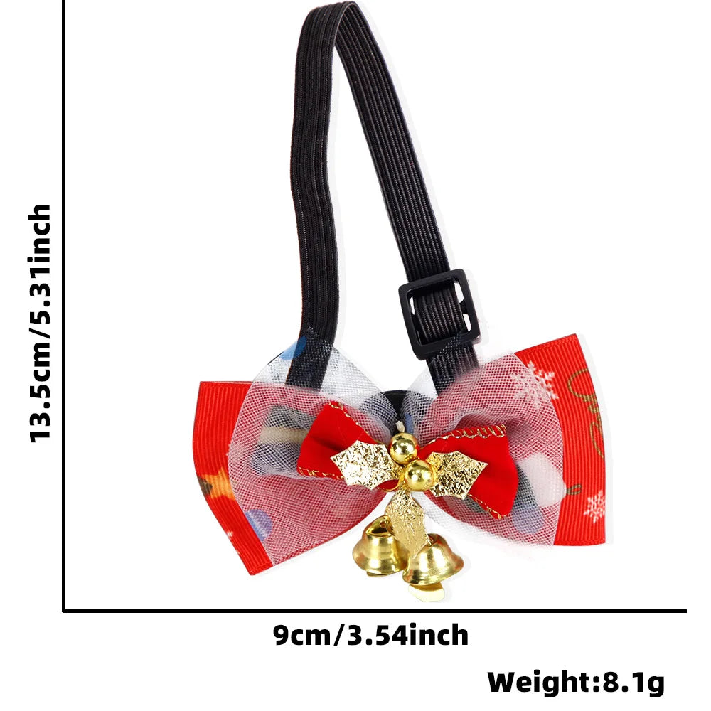 New Christmas Pet Bow Tie Cartoon Bell Bow Cat Dog Collar Santa Claus Elk Pet Collar