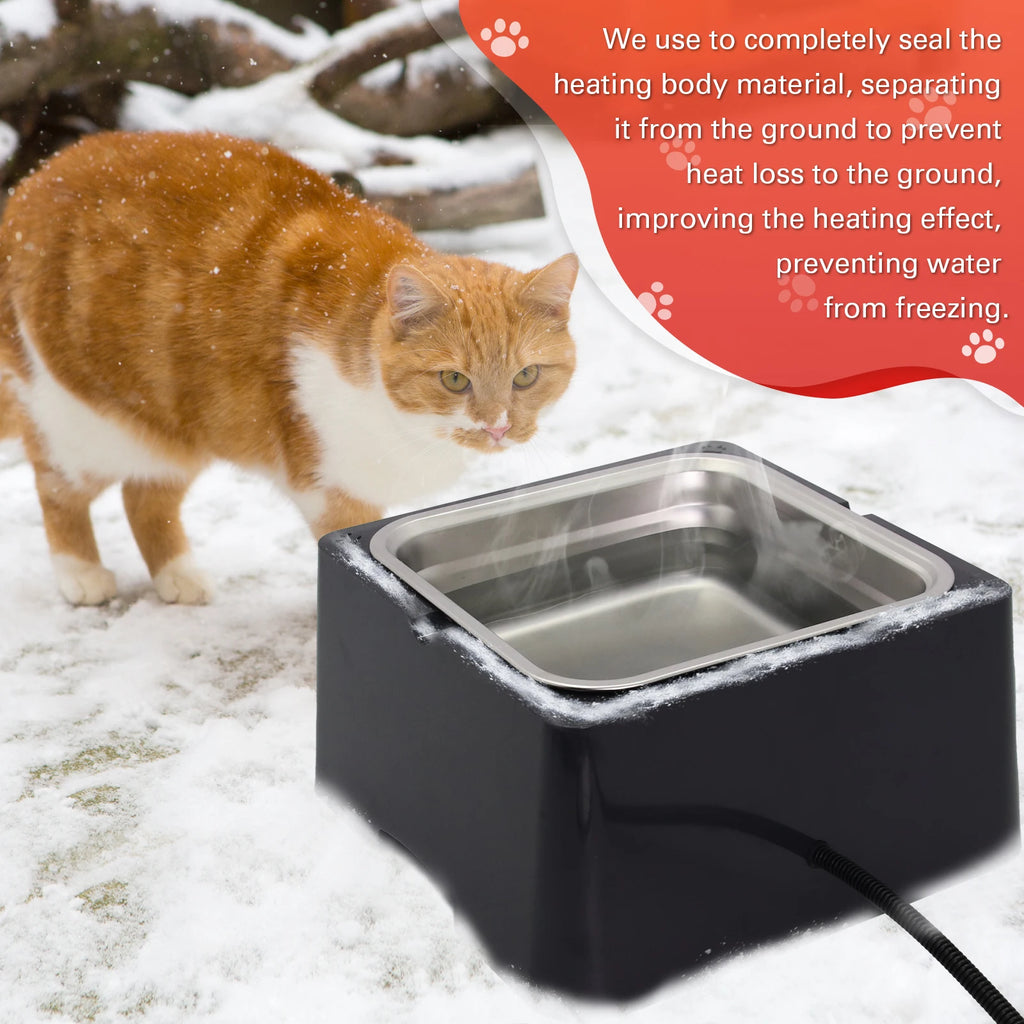 3.2L Large Heated Water Bowl for Dog Outside Animal Heated Waterer Bowl with Removable Stainless Heated for Chick Rabbit Poultry