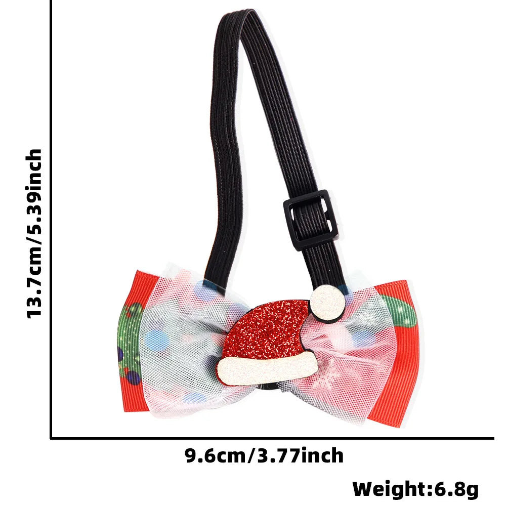 New Christmas Pet Bow Tie Cartoon Bell Bow Cat Dog Collar Santa Claus Elk Pet Collar