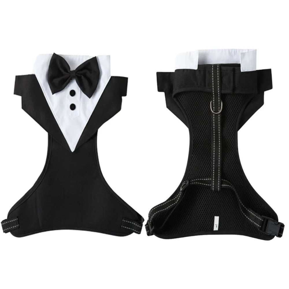 New Polyester Dog Tuxedo Kit Soft Breathable Pet Engagement Costume Black Blue with Bow Tie Dog Shirt Suit Pet Supplies