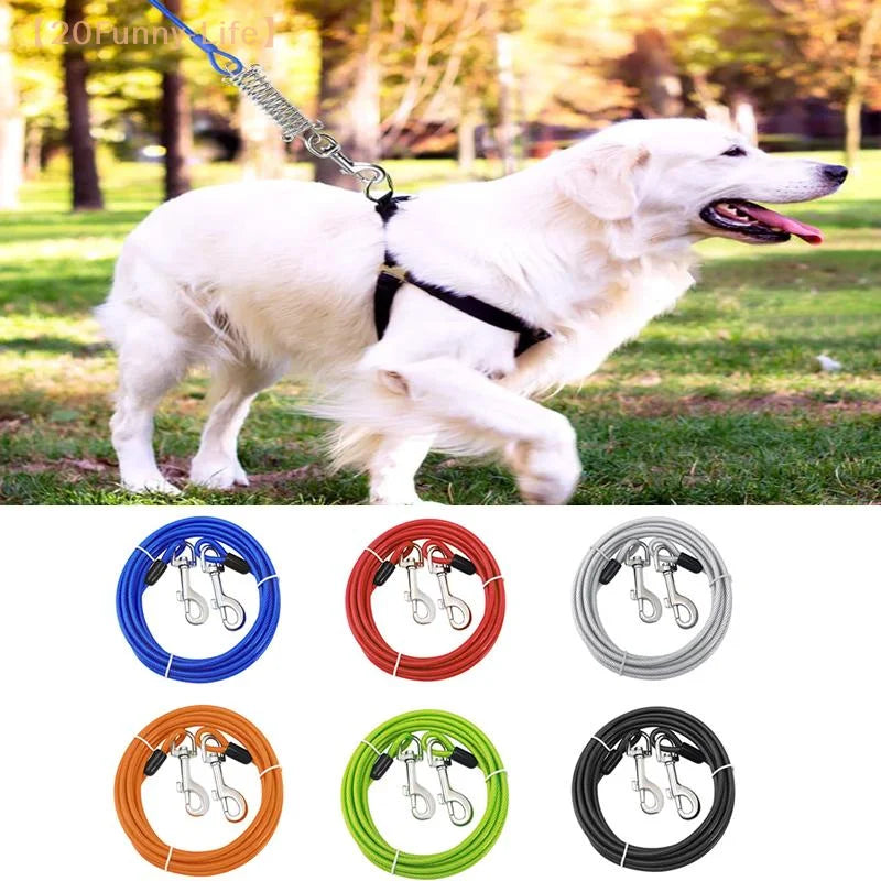 Heavy-Duty Double Dog Leash, Iron Wire Durable Chew-Proof Design, Outdoor Tie-Out Cable For Large Dogs (Anti-Escape)