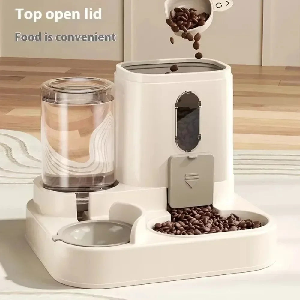 Automatic Cat Dog Feeder with Integrated Food & Water Bowl