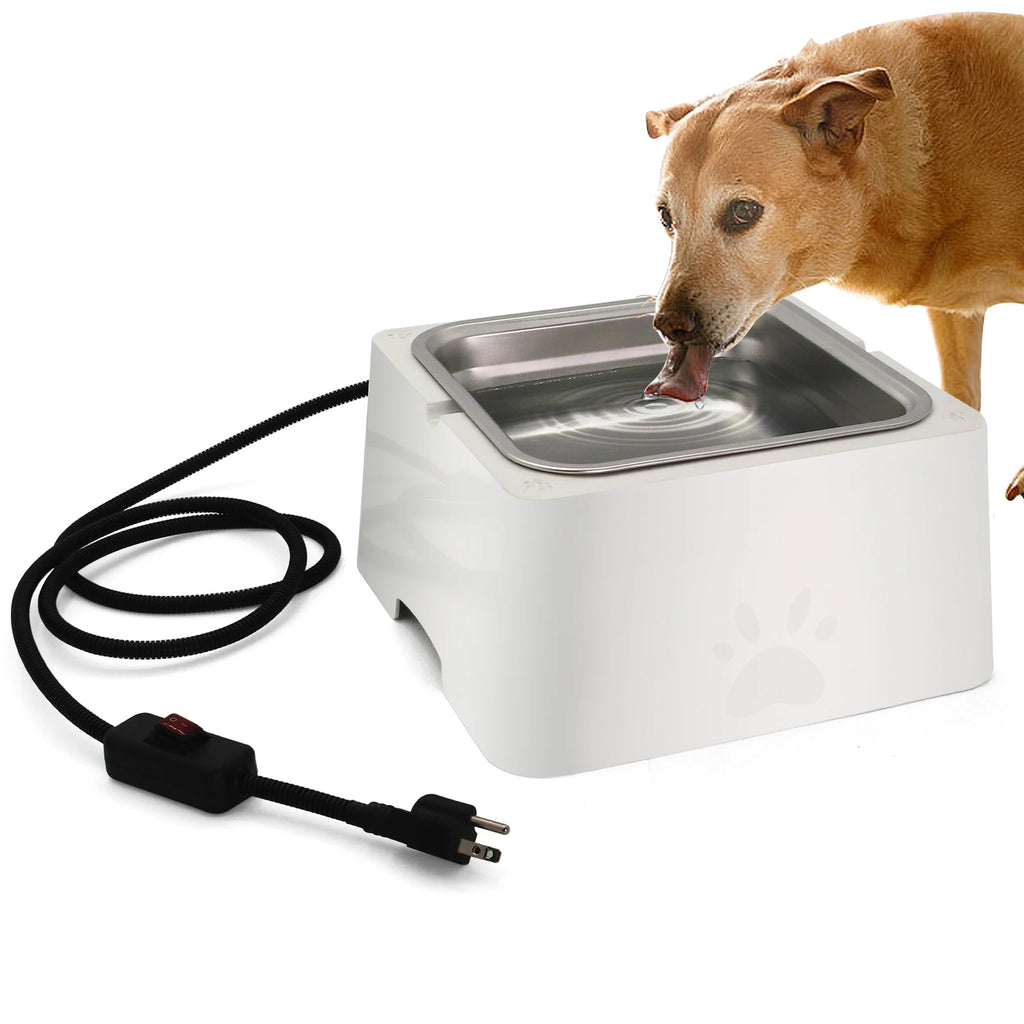 3.2L Large Heated Water Bowl for Dog Outside Animal Heated Waterer Bowl with Removable Stainless Heated for Chick Rabbit Poultry
