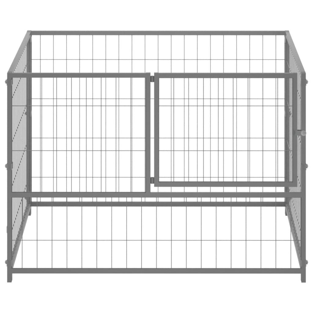 NNEVL Dog Kennel Silver 100x100x70 cm Steel-1