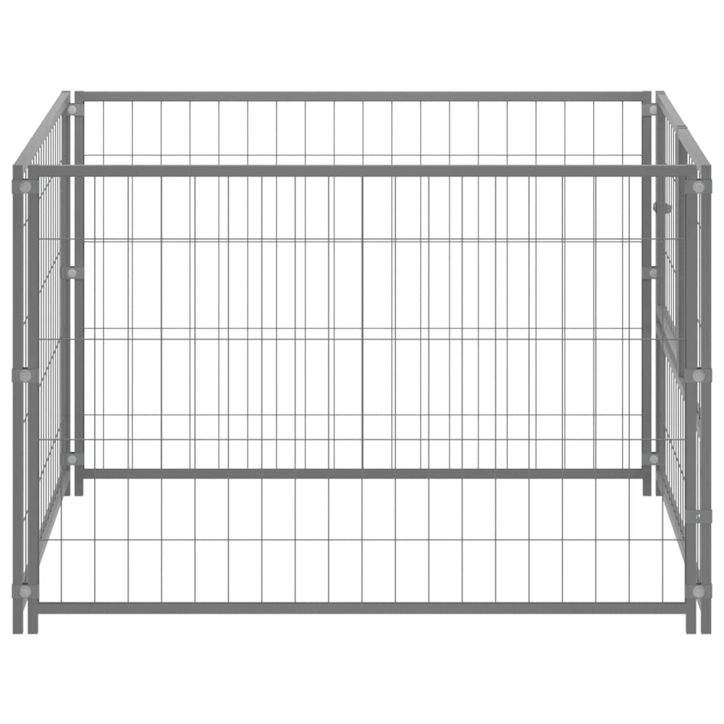 NNEVL Dog Kennel Silver 100x100x70 cm Steel-2