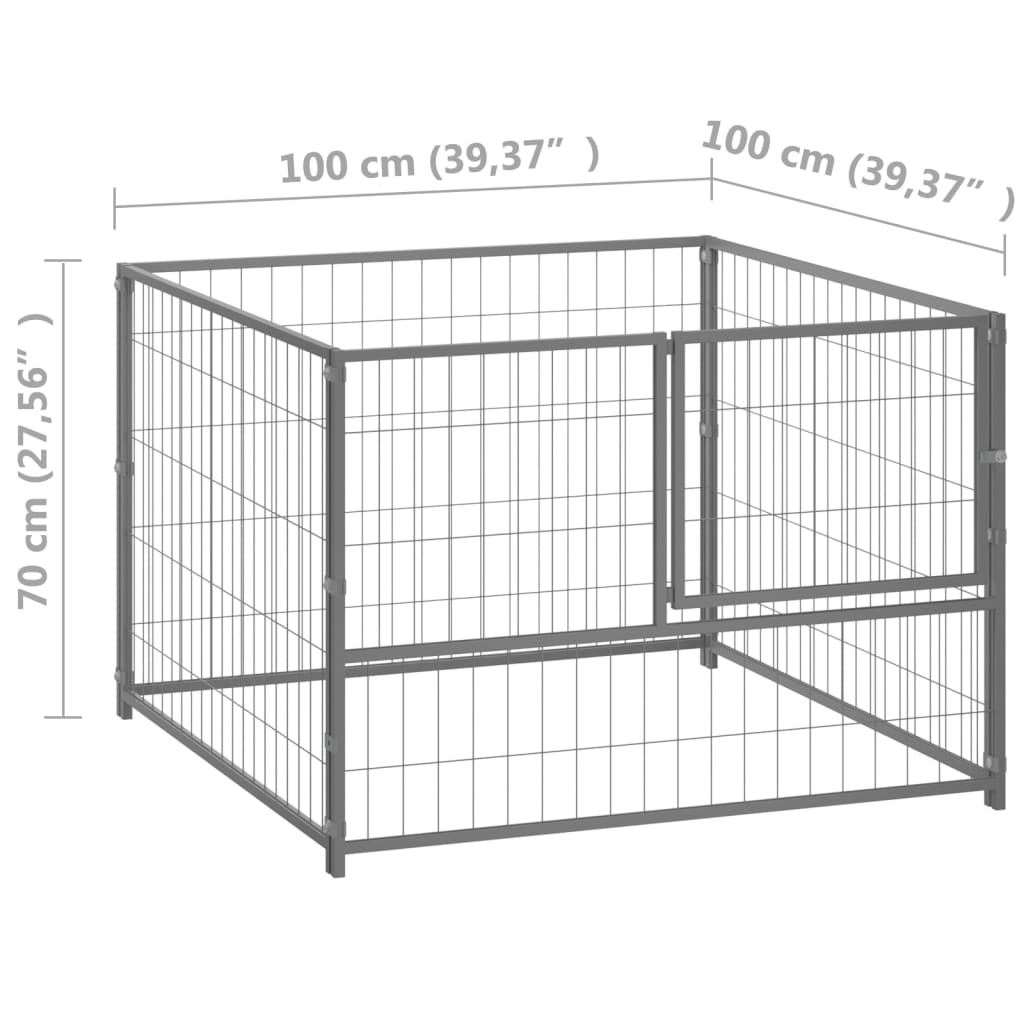 NNEVL Dog Kennel Silver 100x100x70 cm Steel-4
