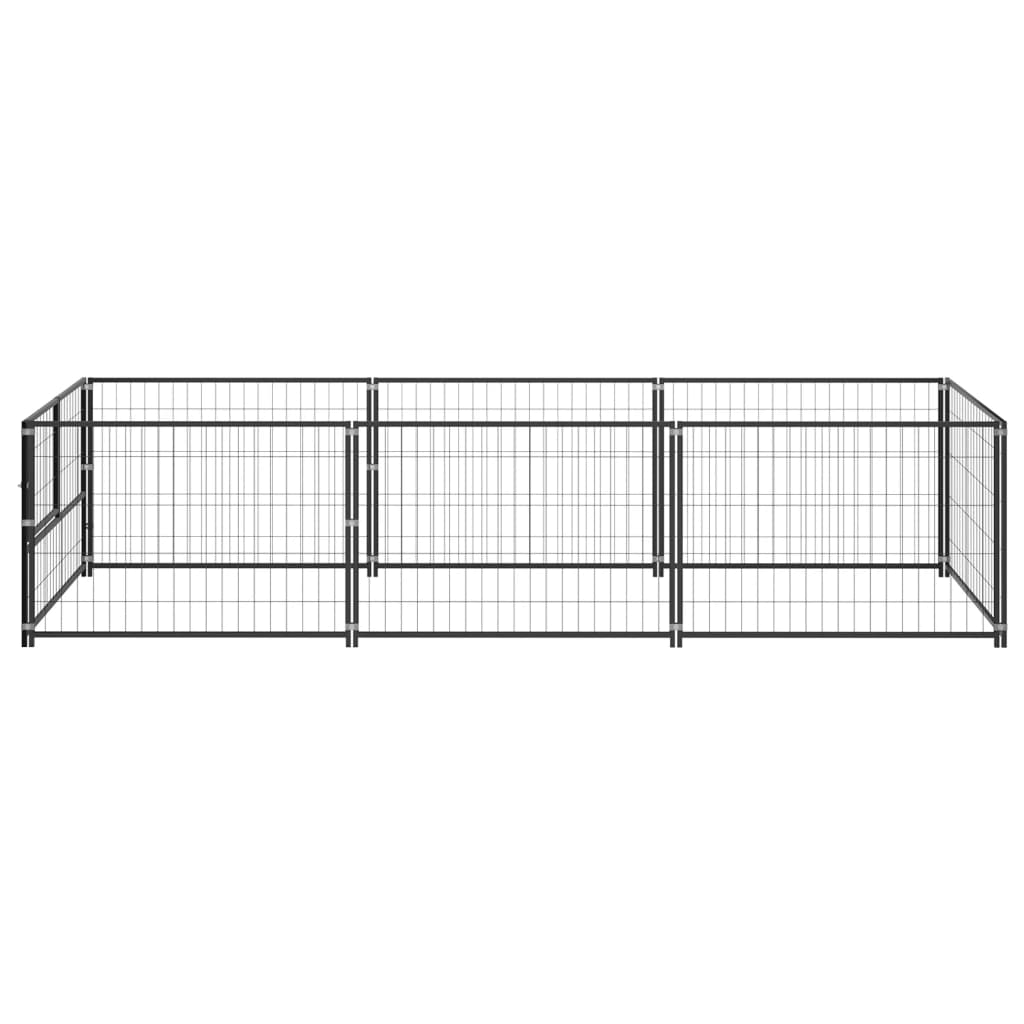 NNEVL Dog Kennel Black 3 m² Steel-1