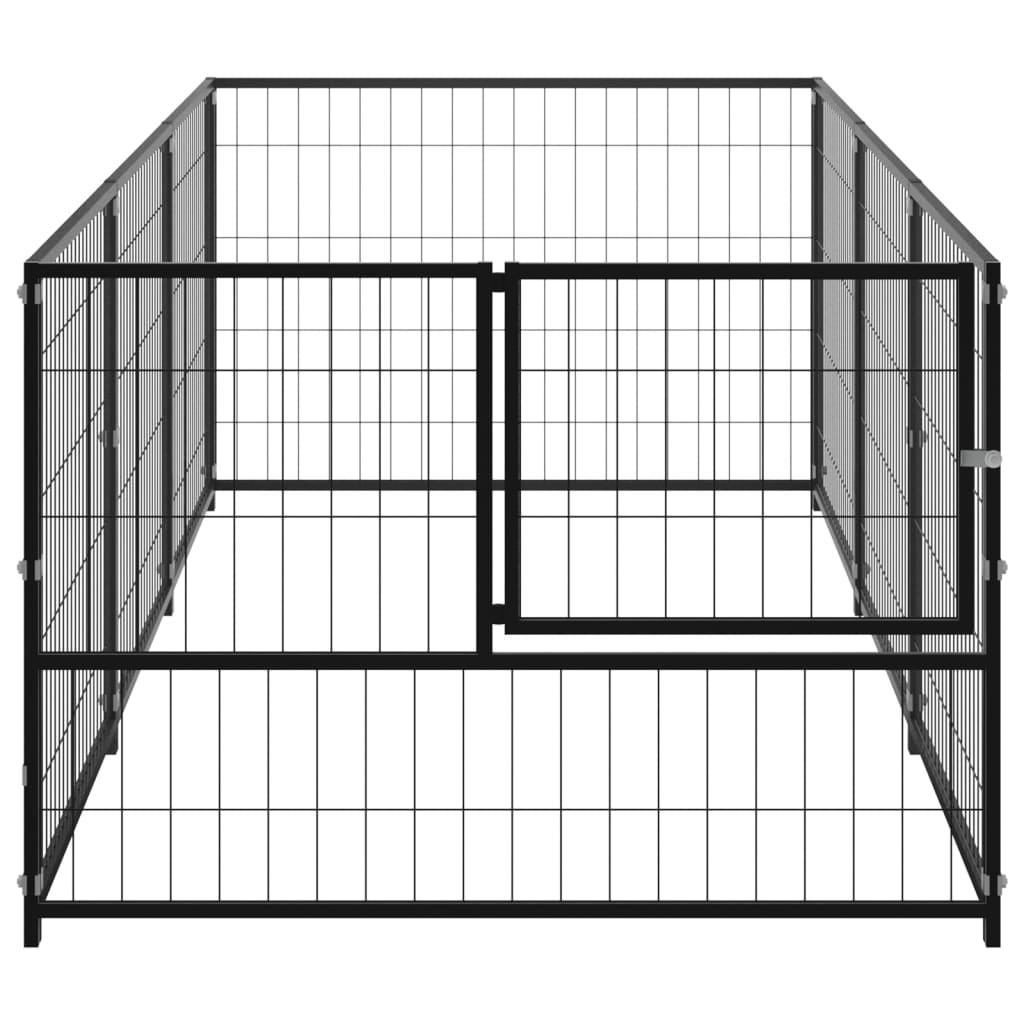 NNEVL Dog Kennel Black 3 m² Steel-2