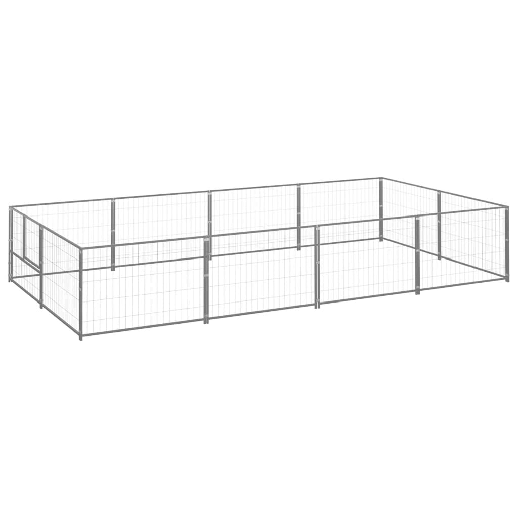 NNEVL Dog Kennel Silver 8 m² Steel-0