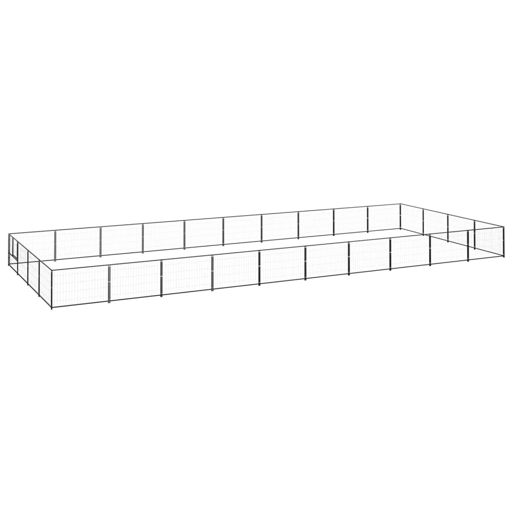 NNEVL Dog Kennel Black 40 m² Steel-0