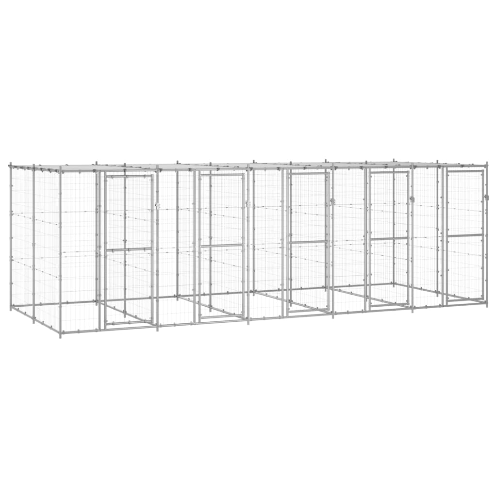 NNEVL Outdoor Dog Kennel Galvanised Steel with Roof 12.1 m²-0