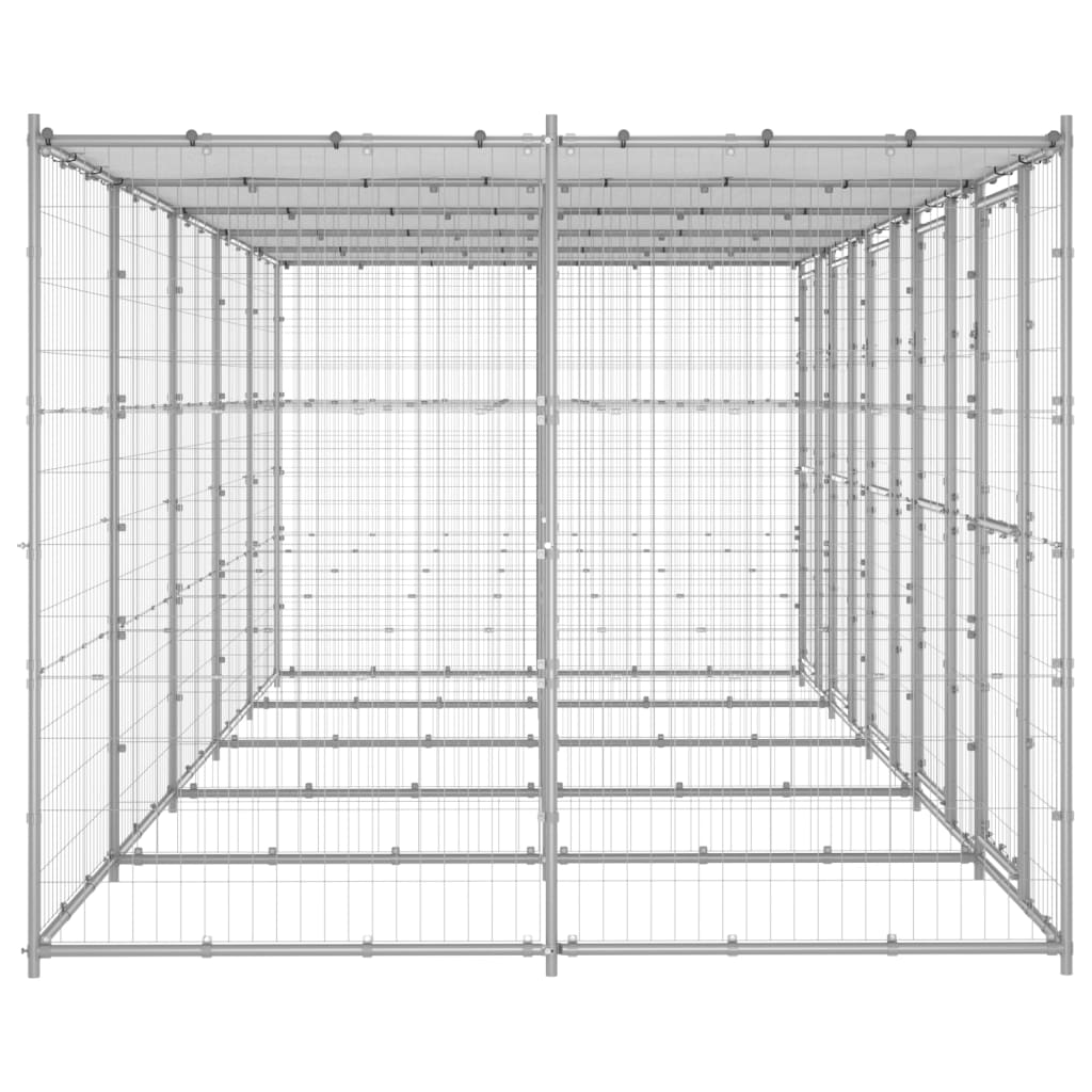 NNEVL Outdoor Dog Kennel Galvanised Steel with Roof 12.1 m²-2
