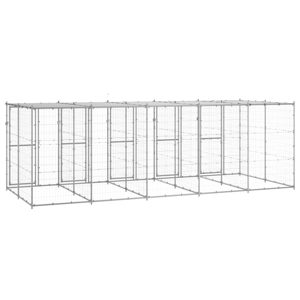 NNEVL Outdoor Dog Kennel Galvanised Steel with Roof 12.1 m²-3