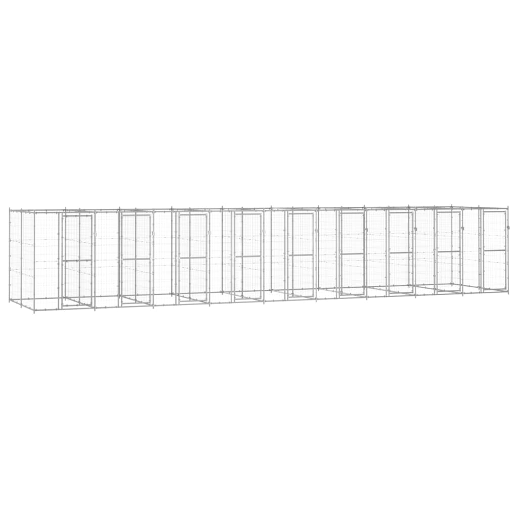 NNEVL Outdoor Dog Kennel Galvanised Steel 21.78 m²-0