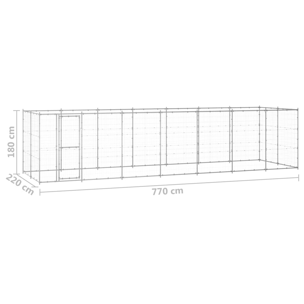 NNEVL Outdoor Dog Kennel Galvanised Steel 16.94 m²-4