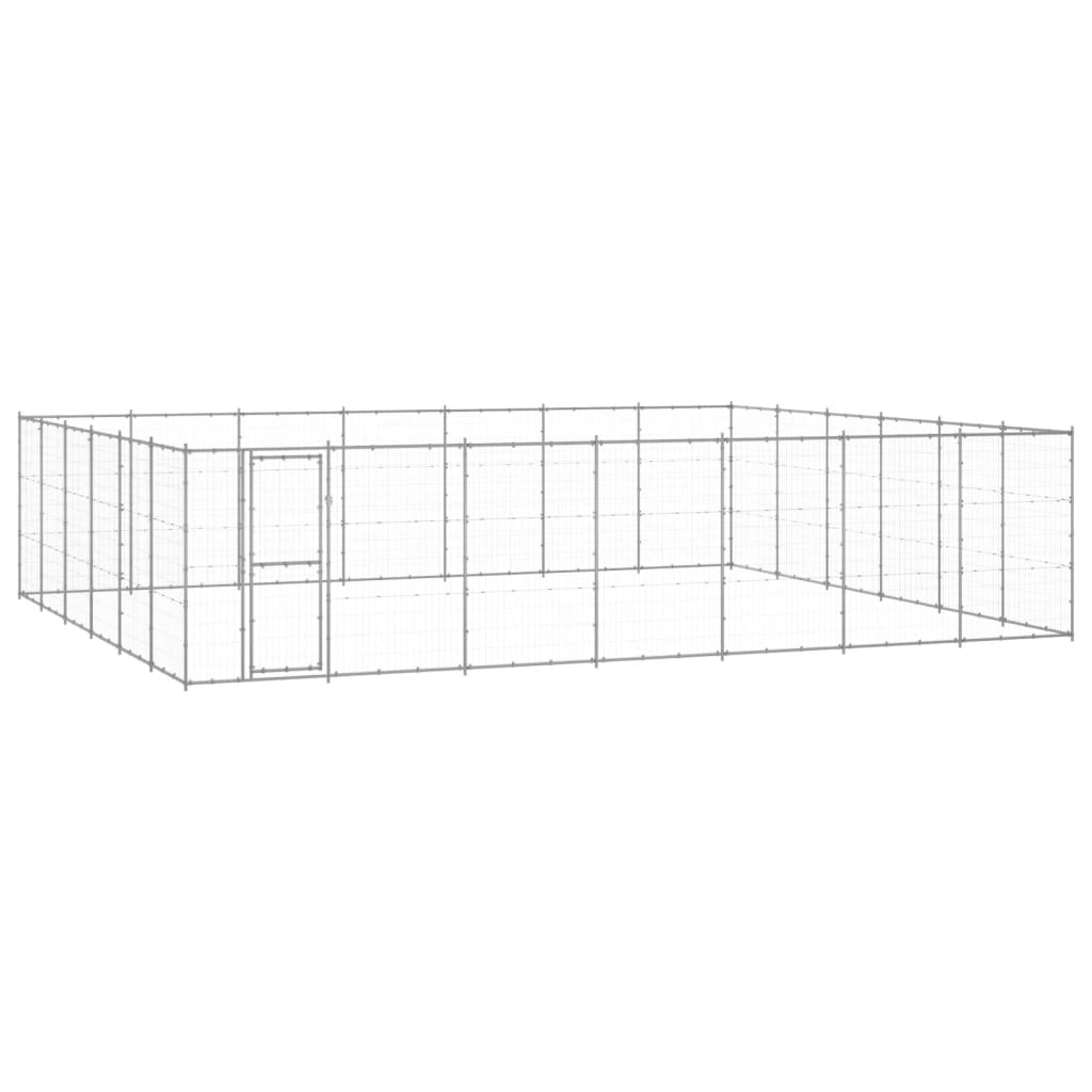NNEVL Outdoor Dog Kennel Galvanised Steel 50.82 m²-0