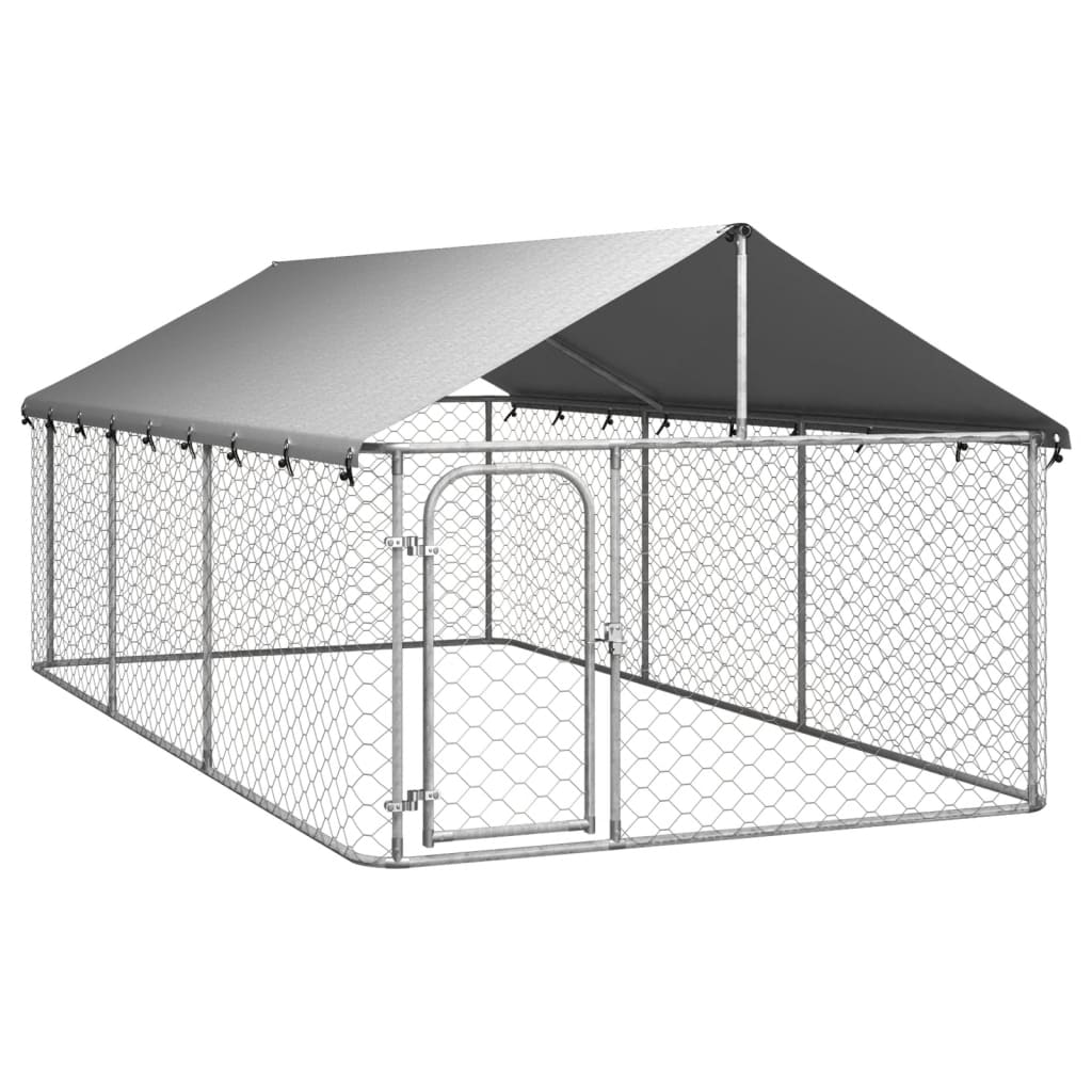 NNEVL Outdoor Dog Kennel with Roof 400x200x150 cm-0