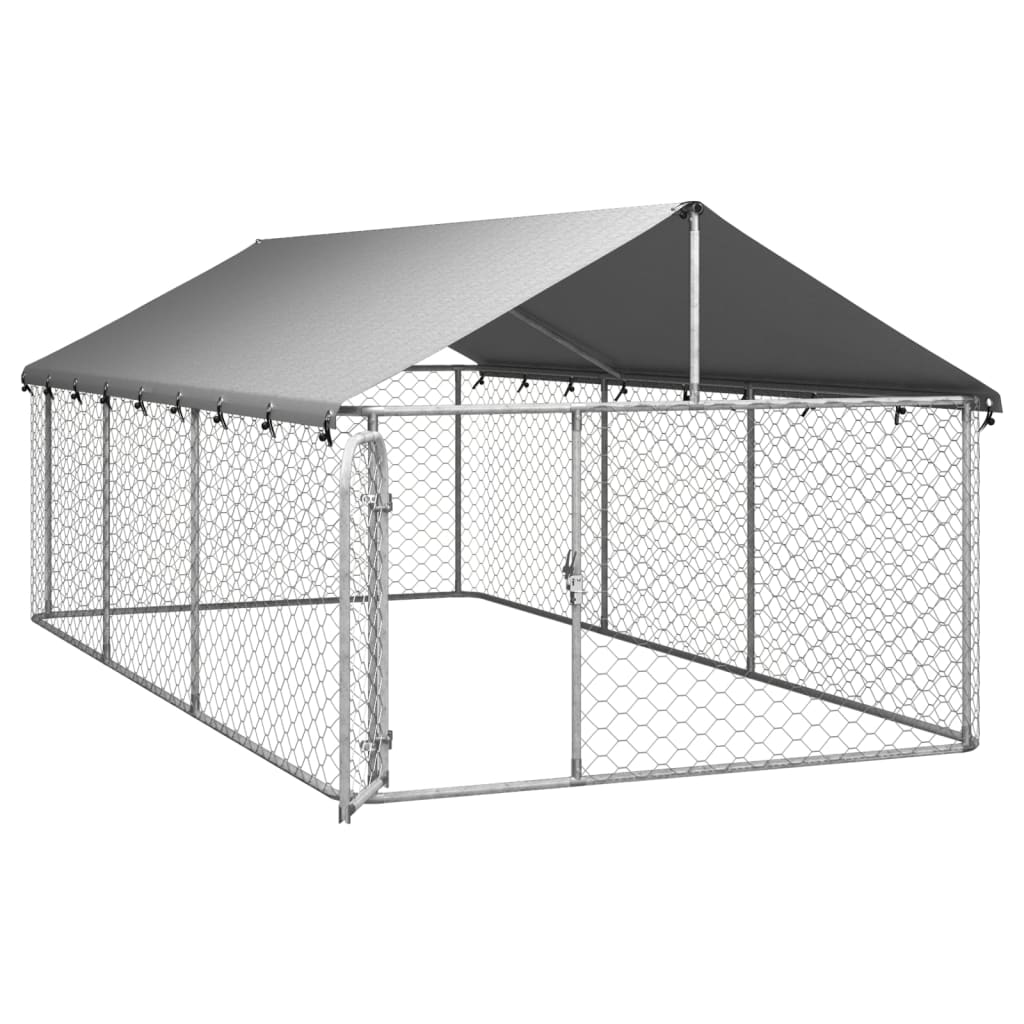 NNEVL Outdoor Dog Kennel with Roof 400x200x150 cm-3