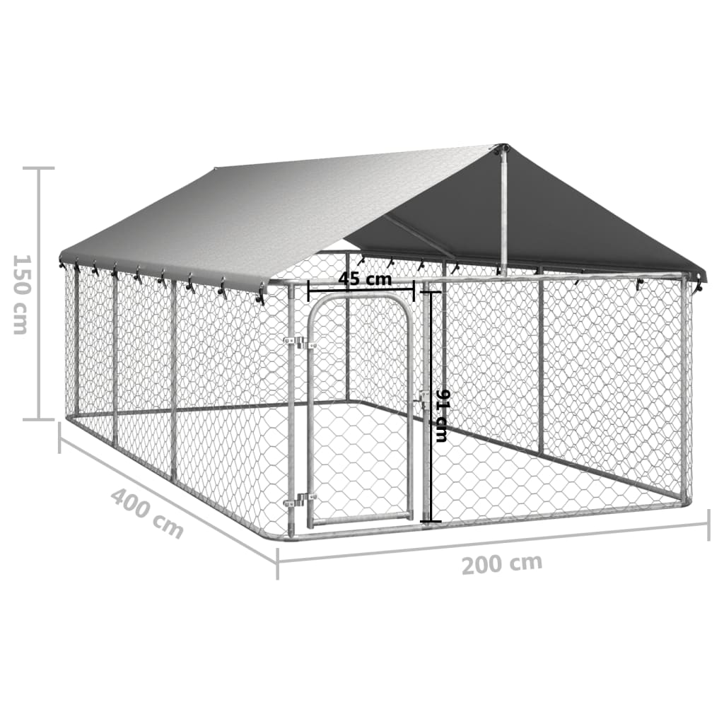 NNEVL Outdoor Dog Kennel with Roof 400x200x150 cm-4