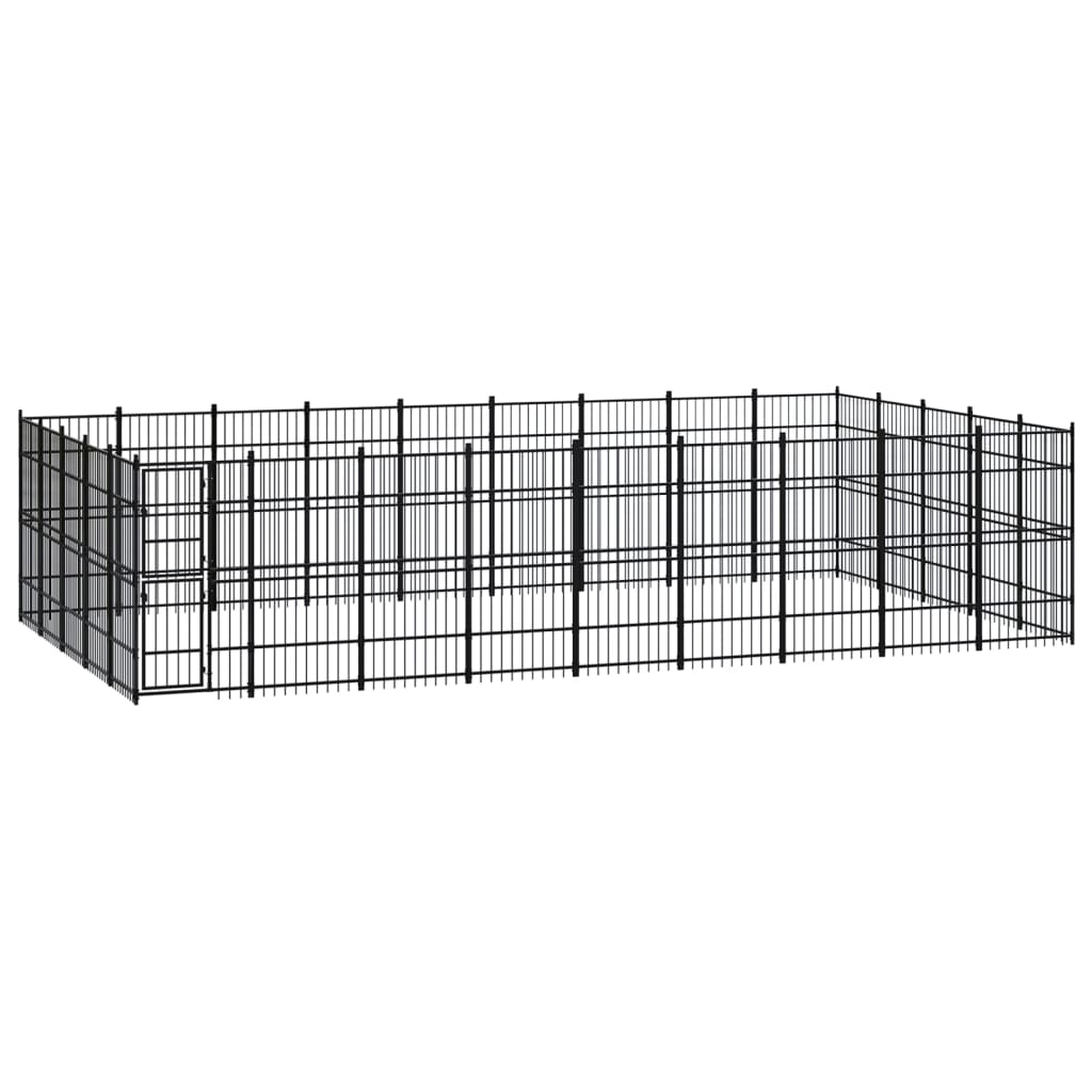 NNEVL Outdoor Dog Kennel Steel 41.47 m²-0