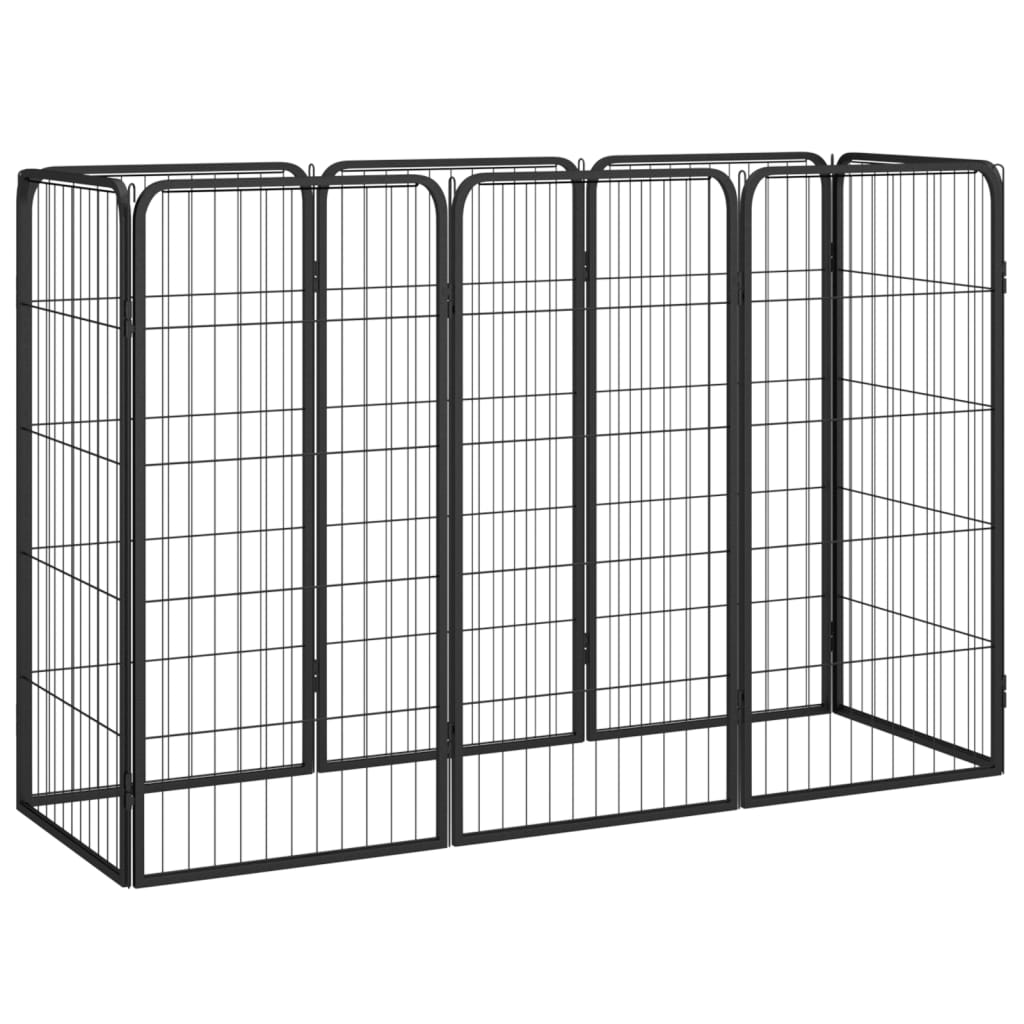 NNEVL 8-Panel Dog Playpen Black 50x100 cm Powder-coated Steel-0