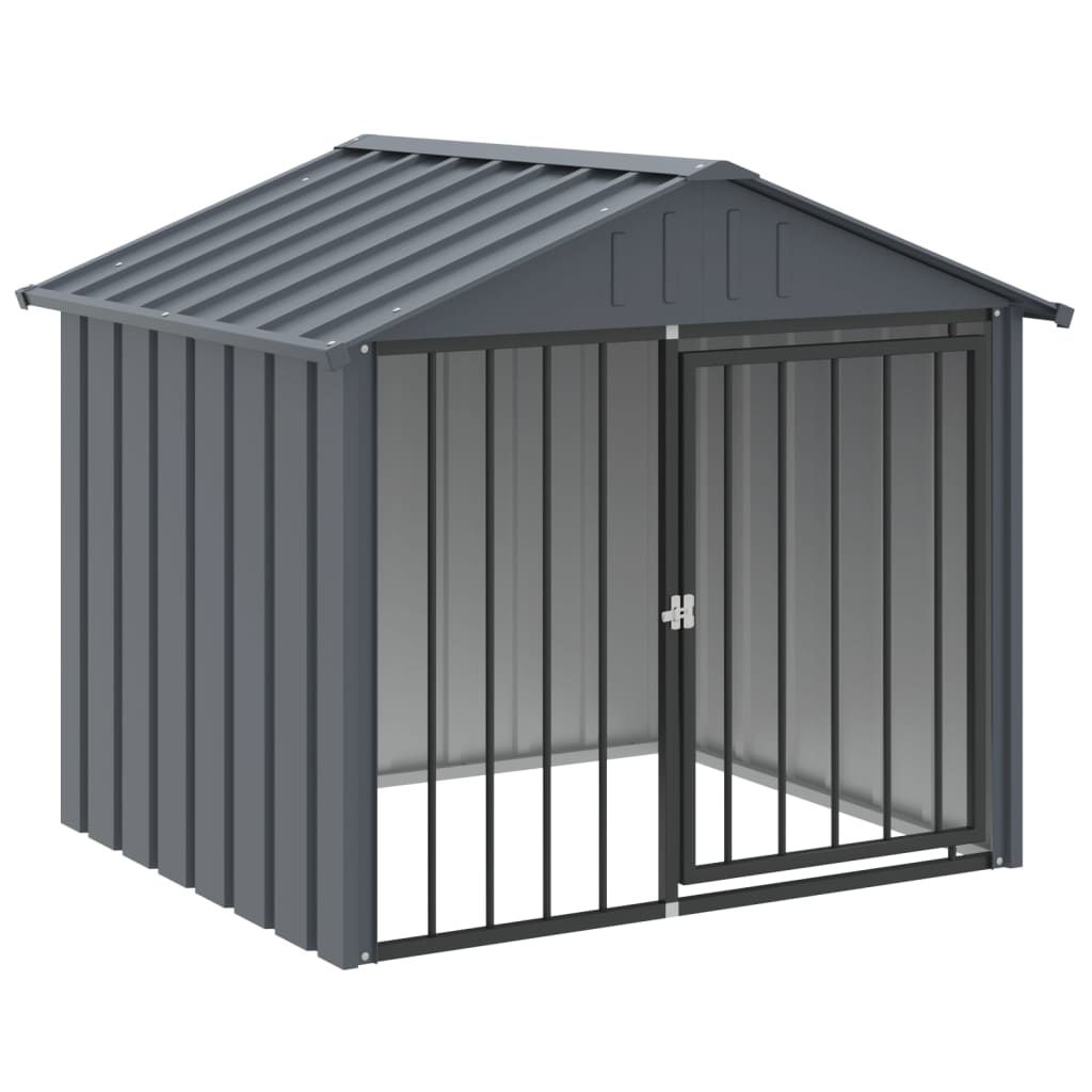 NNEVL Dog House with Roof Black 117x103x102 cm Galvanised Steel-1