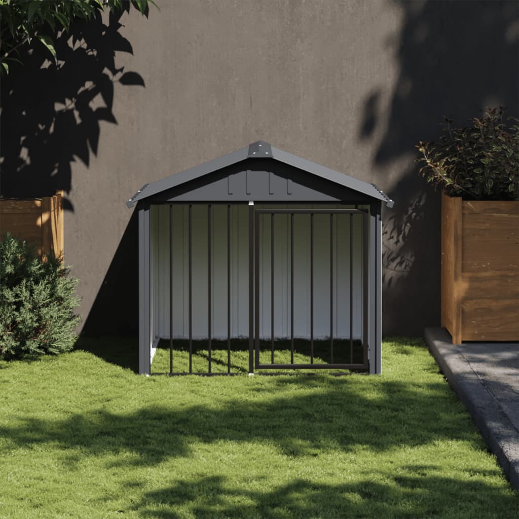 NNEVL Dog House with Roof Black 117x103x102 cm Galvanised Steel-0