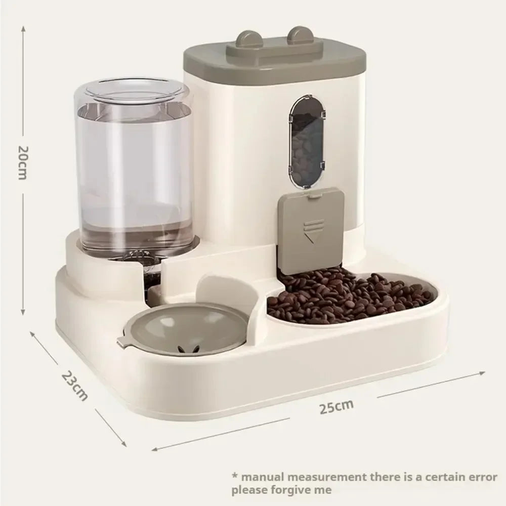 Automatic Cat Dog Feeder with Integrated Food & Water Bowl