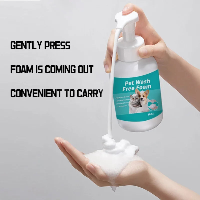 Natural Waterless Dry Shampoo Foam for Dogs Cats No Rinse Cleaning Odor Removal Hypoallergenic 300ml Travel Friendly Pet Care