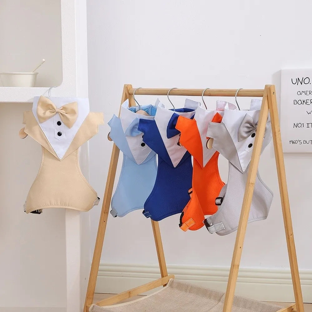 New Polyester Dog Tuxedo Kit Soft Breathable Pet Engagement Costume Black Blue with Bow Tie Dog Shirt Suit Pet Supplies