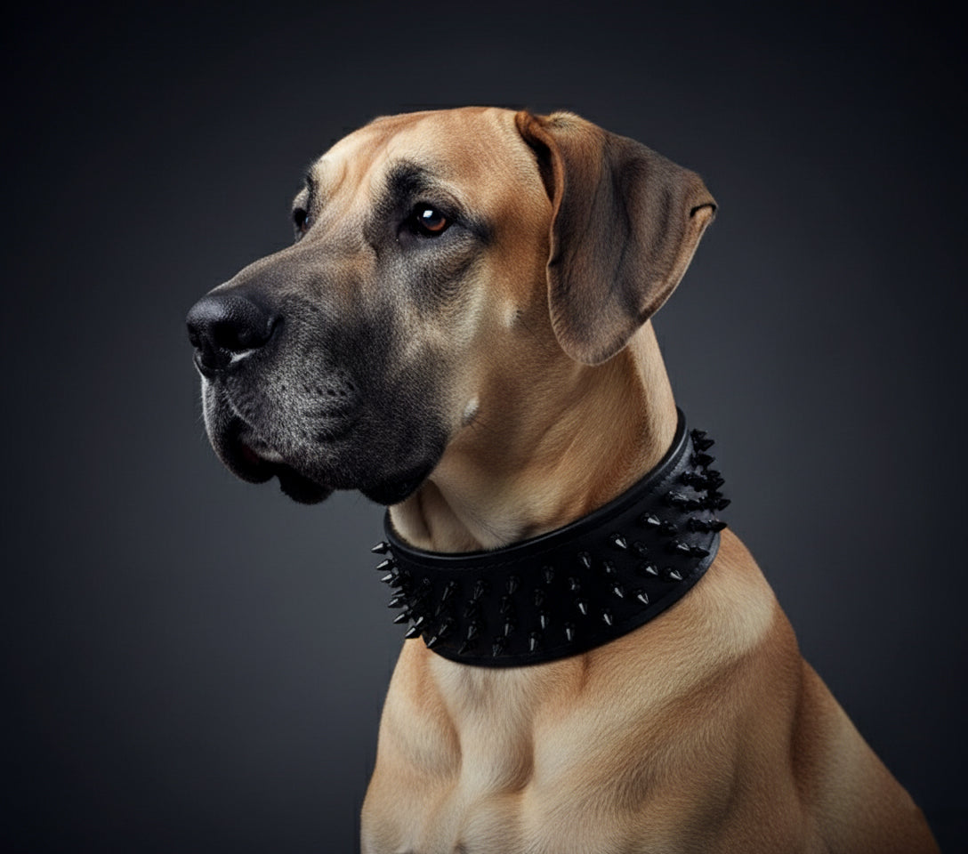 Black ''Crown'' soft leather dog collar-1