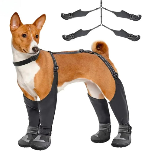 Bottes à bretelles pour chien, bottes hautes pour chien, chaussures imperméables antidérapantes anti-chute pour chien