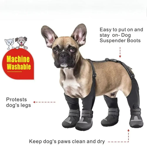 Bottes à bretelles pour chien, bottes hautes pour chien, chaussures imperméables antidérapantes anti-chute pour chien