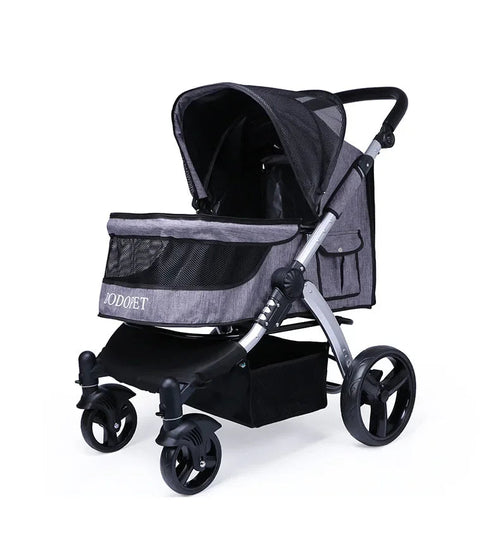 Chariot pliable de luxe pour animaux de compagnie, grande taille, pour grands chiens et plusieurs chats.