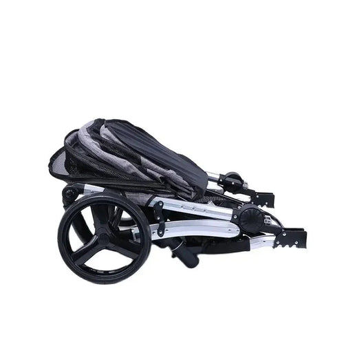 Chariot pliable de luxe pour animaux de compagnie, grande taille, pour grands chiens et plusieurs chats.