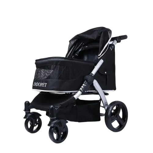 Chariot pliable de luxe pour animaux de compagnie, grande taille, pour grands chiens et plusieurs chats.