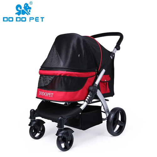 Chariot pliable de luxe pour animaux de compagnie, grande taille, pour grands chiens et plusieurs chats.