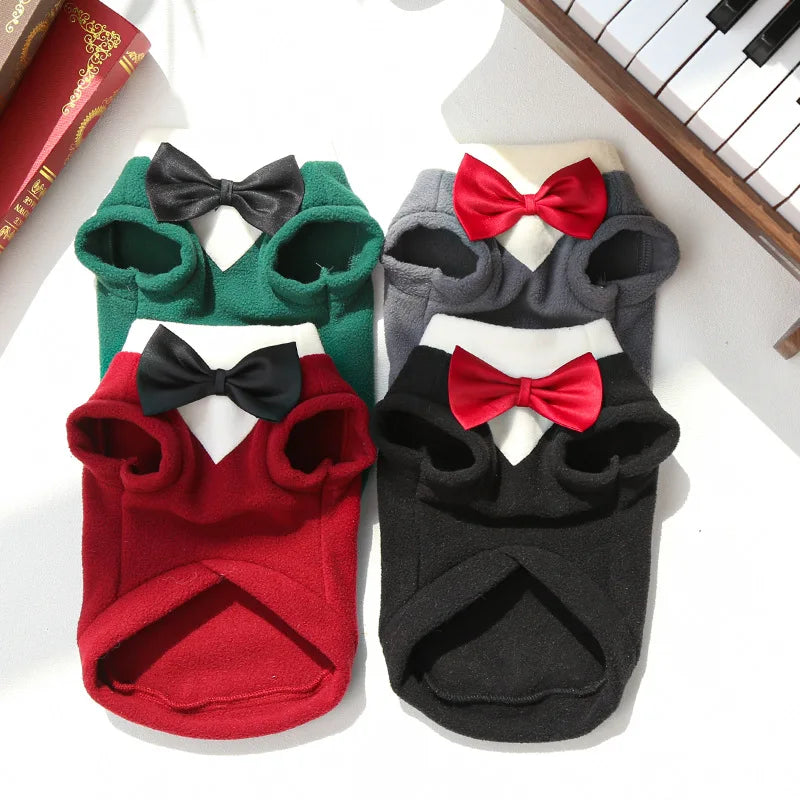 Elegant Pet Tuxedo for Small Dogs Cats Wedding Party Suit with Bow Tie Formal Outfit Christmas Costume