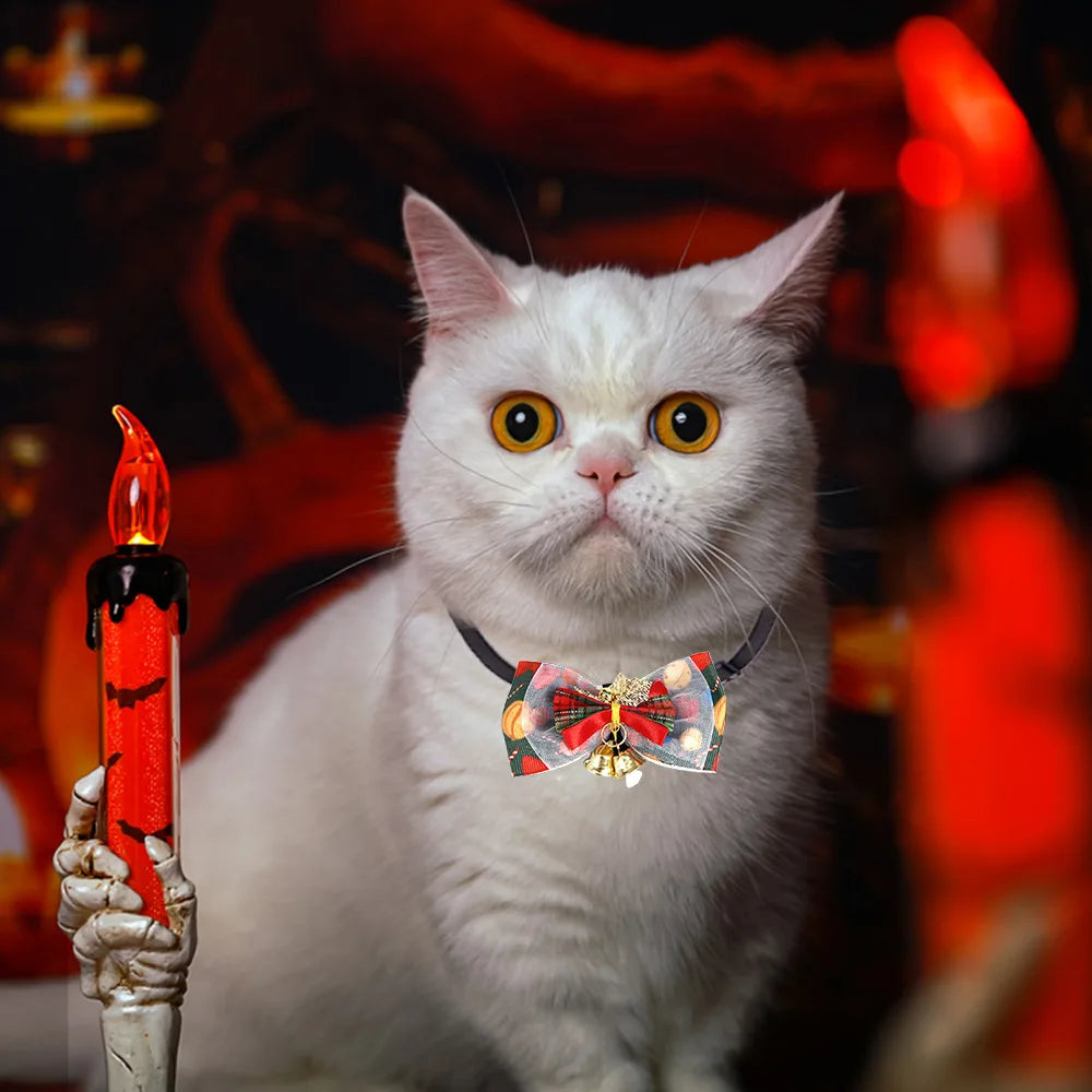 New Christmas Pet Bow Tie Cartoon Bell Bow Cat Dog Collar Santa Claus Elk Pet Collar