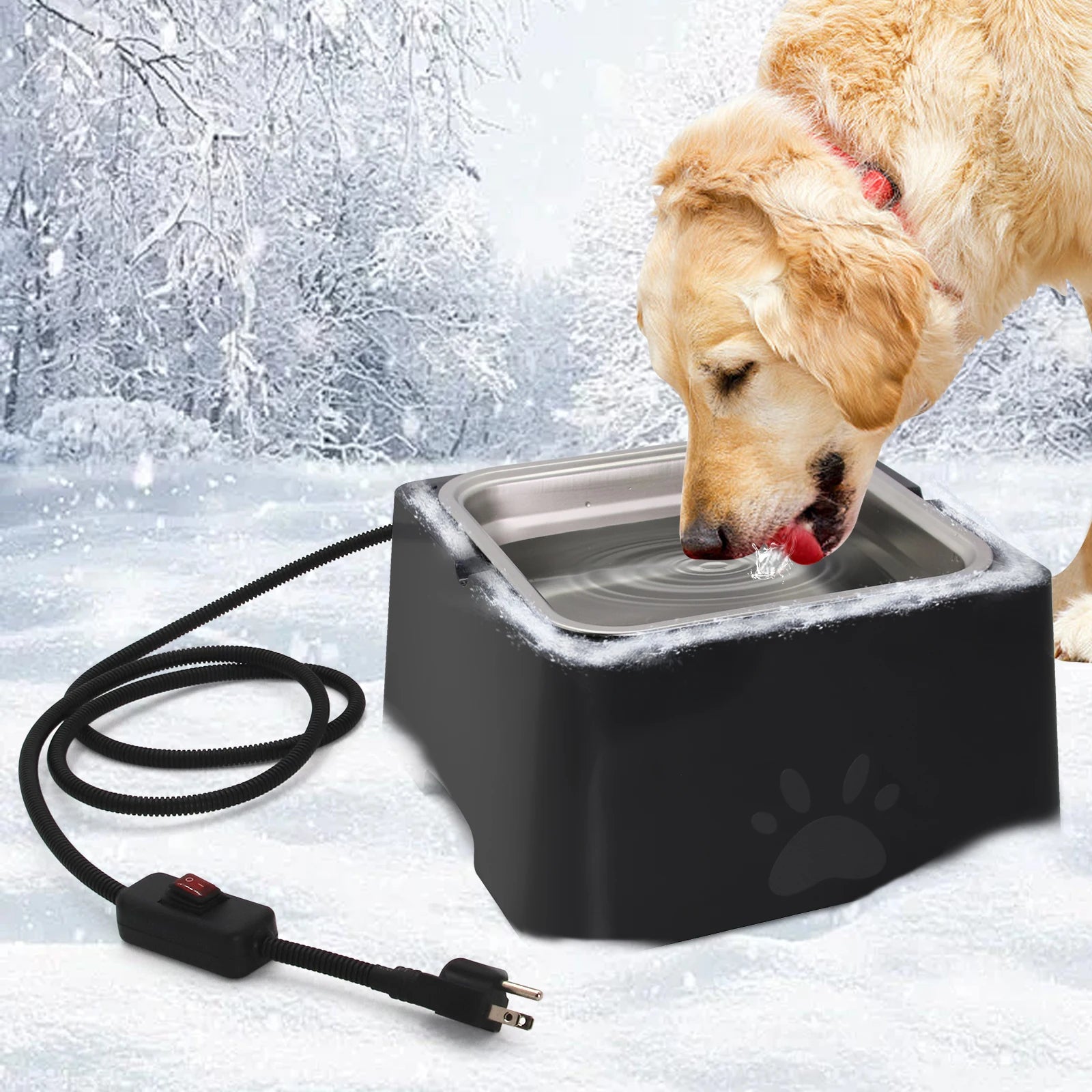 3.2L Large Heated Water Bowl for Dog Outside Animal Heated Waterer Bowl with Removable Stainless Heated for Chick Rabbit Poultry