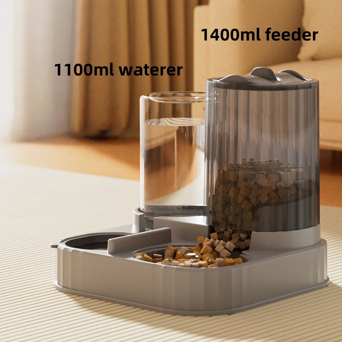 Automatic Cat Dog Feeder with Integrated Food & Water Bowl